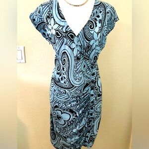 Plenty by Tracy Reese Vintage Asymmetrical Blue and Black Silk Dress